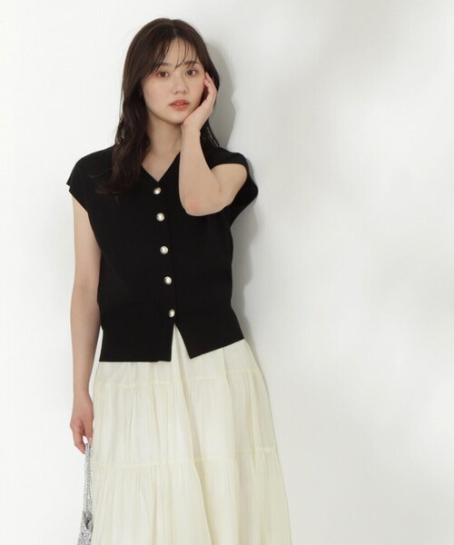 PROPORTION BODY DRESSING(プロポーションボディドレッシング)の「金ボタン付きニットベスト / 1214170511(ニット/セーター・レディース・ピンク/ブルー/ブラック・FREE)」の14枚目の写真