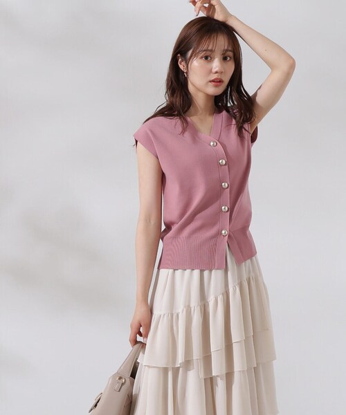 PROPORTION BODY DRESSING(プロポーションボディドレッシング)の「金ボタン付きニットベスト / 1214170511(ニット/セーター・レディース・ピンク/ブルー/ブラック・FREE)」の21枚目の写真