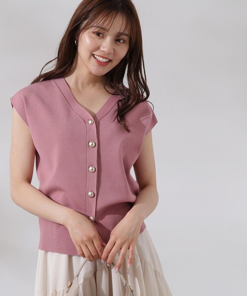 PROPORTION BODY DRESSING(プロポーションボディドレッシング)の「金ボタン付きニットベスト / 1214170511(ニット/セーター・レディース・ピンク/ブルー/ブラック・FREE)」の22枚目の写真