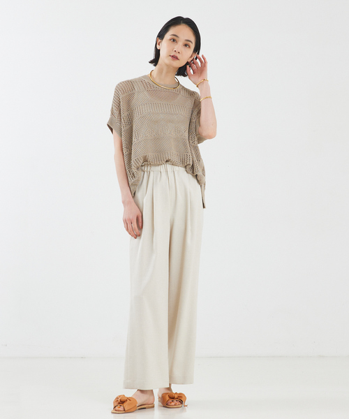 qualite（カリテ）の「かぎ針風スクエアニット（ニット/セーター・レディース・ベージュ/ブラック/オフホワイト/ブラウン・フリー）」の8枚目の写真