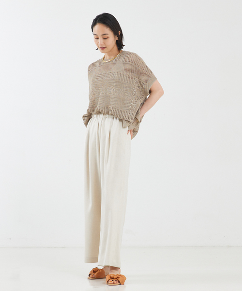 qualite（カリテ）の「かぎ針風スクエアニット（ニット/セーター・レディース・ベージュ/ブラック/オフホワイト/ブラウン・フリー）」の10枚目の写真