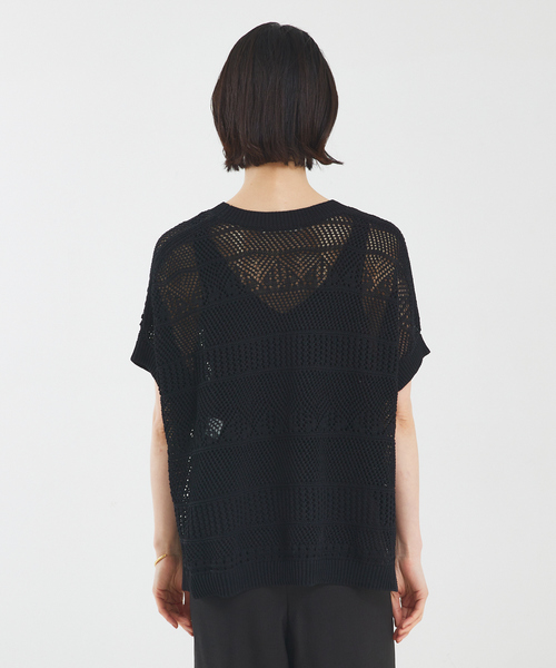 qualite（カリテ）の「かぎ針風スクエアニット（ニット/セーター・レディース・ベージュ/ブラック/オフホワイト/ブラウン・フリー）」の15枚目の写真