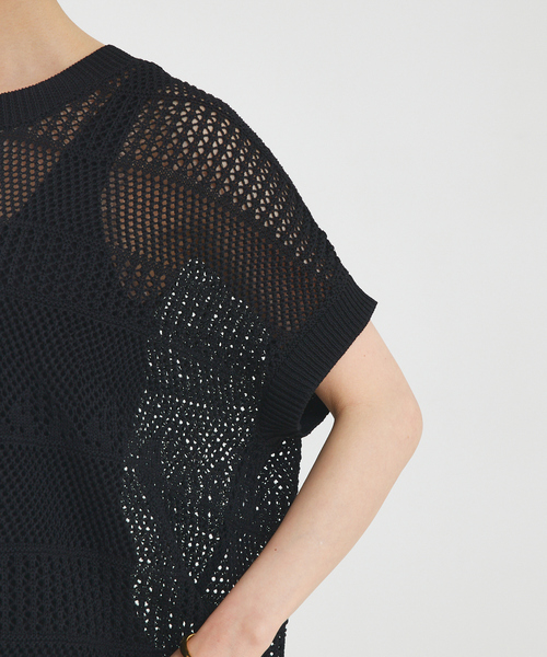 qualite（カリテ）の「かぎ針風スクエアニット（ニット/セーター・レディース・ベージュ/ブラック/オフホワイト/ブラウン・フリー）」の17枚目の写真