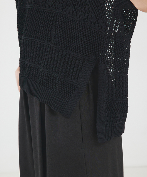 qualite（カリテ）の「かぎ針風スクエアニット（ニット/セーター・レディース・ベージュ/ブラック/オフホワイト/ブラウン・フリー）」の18枚目の写真