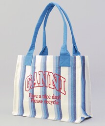GANNI | GANNI/ガニー large easey shopper stripe / A5809 / A5808_076 / ロゴキャンバストートストライプ(ショルダーバッグ)