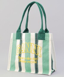 GANNI | GANNI/ガニー large easey shopper stripe / A5809 / A5808_076 / ロゴキャンバストートストライプ(ショルダーバッグ)
