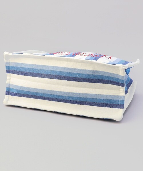 GANNI（ガニー）の「GANNI/ガニー large easey shopper stripe / A5809 / A5808_076 / ロゴキャンバストートストライプ（ショルダーバッグ・レディース・サックスブルー/グリーン・ONE SIZE）」の5枚目の写真