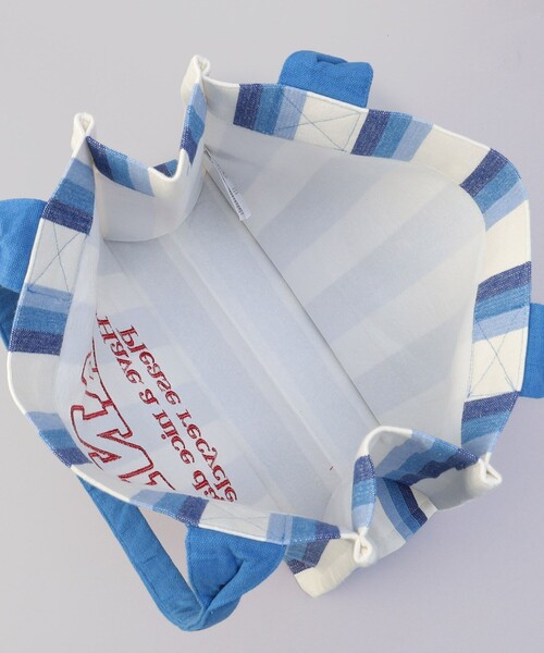 GANNI（ガニー）の「GANNI/ガニー large easey shopper stripe / A5809 / A5808_076 / ロゴキャンバストートストライプ（ショルダーバッグ・レディース・サックスブルー/グリーン・ONE SIZE）」の8枚目の写真