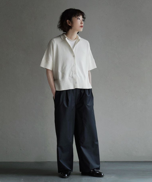 apartment department(アパートメントデパートメント)の「ドロップショルダー ニットシャツ(ポロシャツ・レディース・アイボリー/チャコール/ネイビー/ブラウン・M)」の11枚目の写真