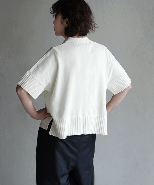 apartment department(アパートメントデパートメント)の「ドロップショルダー ニットシャツ(ポロシャツ・レディース・アイボリー/チャコール/ネイビー/ブラウン・M)」の12枚目の写真