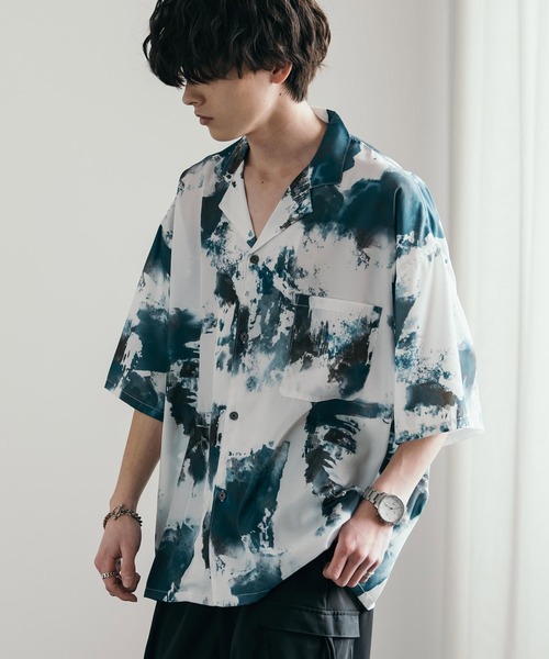 Rocky Monroe(ロッキーモンロー)の「ビッグシルエット総柄オープンカラーアロハシャツ(シャツ/ブラウス・メンズ・ネイビー/ブラック系/ホワイト系4/ダークブラウン/ホワイト系3/ホワイト系5/ホワイト系/ホワイト系1/ホワイト系2/ブルーグリーン/ブラウン/ホワイト/ブラック系1/ホワイト系6/レオパード/ベージュ/ターコイズブルー・M/L/XL)」の19枚目の写真