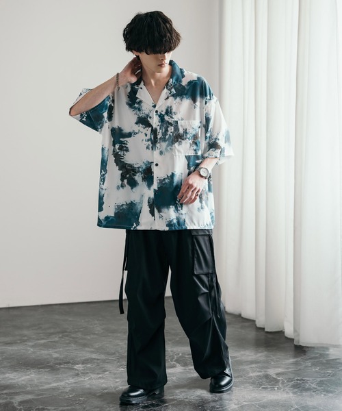 Rocky Monroe(ロッキーモンロー)の「ビッグシルエット総柄オープンカラーアロハシャツ(シャツ/ブラウス・メンズ・ネイビー/ブラック系/ホワイト系4/ダークブラウン/ホワイト系3/ホワイト系5/ホワイト系/ホワイト系1/ホワイト系2/ブルーグリーン/ブラウン/ホワイト/ブラック系1/ホワイト系6/レオパード/ベージュ/ターコイズブルー・M/L/XL)」の18枚目の写真