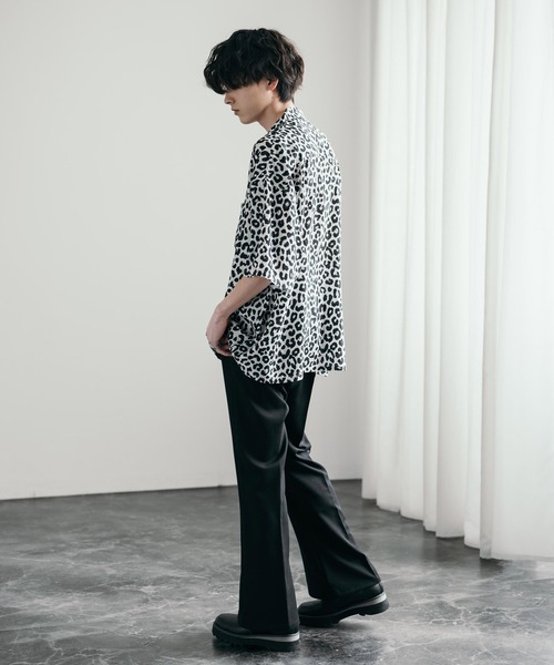 リッスンフレーバー モルフォローズ総柄BIGシャツ ブラック 蒼井叶さん着用 ビッグシルエット総柄オープンカラーアロハシャツ（シャツ