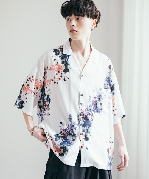 ビッグシルエット総柄オープンカラーアロハシャツ（シャツ/ブラウス