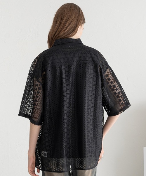SELLE GLANT(セレグランテ)の「LACE SHEER REGULAR SHIRT/レースシアーレギュラーシャツ(シャツ/ブラウス・メンズ・ブラック/サックスブルー/オフホワイト・LARGE/SMALL/MEDIUM)」の6枚目の写真