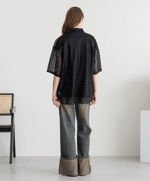 SELLE GLANT(セレグランテ)の「LACE SHEER REGULAR SHIRT/レースシアーレギュラーシャツ(シャツ/ブラウス・メンズ・ブラック/サックスブルー/オフホワイト・LARGE/SMALL/MEDIUM)」の10枚目の写真