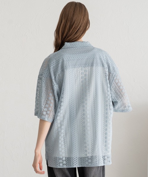 SELLE GLANT(セレグランテ)の「LACE SHEER REGULAR SHIRT/レースシアーレギュラーシャツ(シャツ/ブラウス・メンズ・ブラック/サックスブルー/オフホワイト・LARGE/SMALL/MEDIUM)」の20枚目の写真