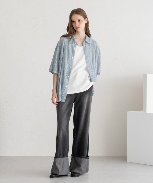 SELLE GLANT(セレグランテ)の「LACE SHEER REGULAR SHIRT/レースシアーレギュラーシャツ(シャツ/ブラウス・メンズ・ブラック/サックスブルー/オフホワイト・LARGE/SMALL/MEDIUM)」の22枚目の写真