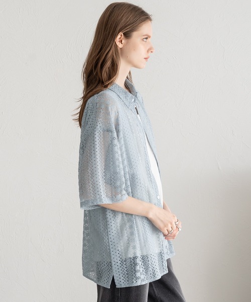 SELLE GLANT(セレグランテ)の「LACE SHEER REGULAR SHIRT/レースシアーレギュラーシャツ(シャツ/ブラウス・メンズ・ブラック/サックスブルー/オフホワイト・LARGE/SMALL/MEDIUM)」の19枚目の写真