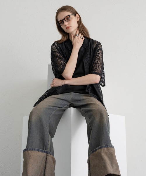 SELLE GLANT(セレグランテ)の「LACE SHEER REGULAR SHIRT/レースシアーレギュラーシャツ(シャツ/ブラウス・メンズ・ブラック/サックスブルー/オフホワイト・LARGE/SMALL/MEDIUM)」の16枚目の写真