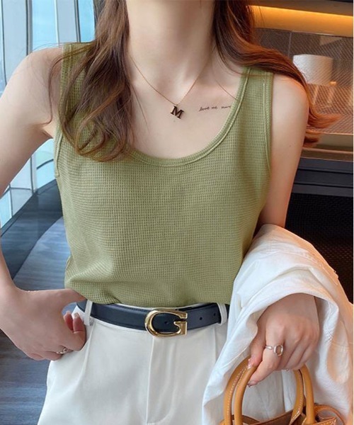 Bed＆Breakfastコットンワッフルタンクトップ ラグスタイル LUXSTYLE ワッフルタンクトップ/メンズタンク