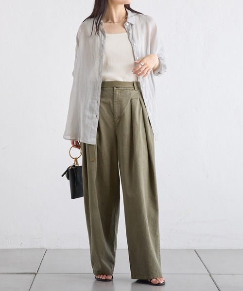 PUAL CE CIN（ピュアルセシン）の「ラミーオーバーシャツブラウス（シャツ/ブラウス・レディース・ベージュ系その他/ピンク/オフホワイト/ライトグレー/ブラック・FREE）」の17枚目の写真