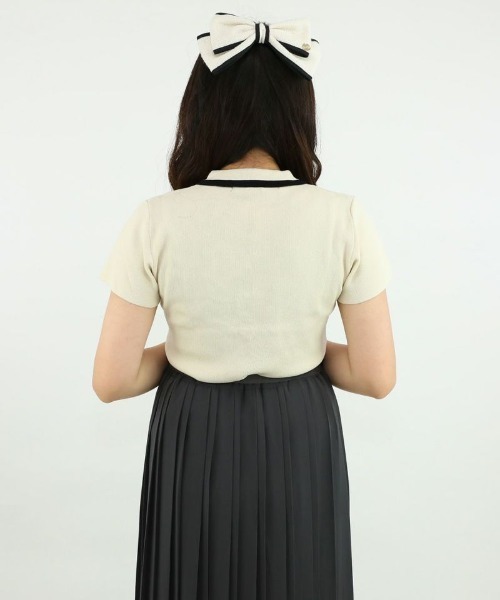 an another angelus（アンアナザーアンジェラス）の「配色ライン衿ニットポロ/ananotherangelus（ポロシャツ・レディース・ブラック/アイボリー/ライトピンク・FREE）」の22枚目の写真