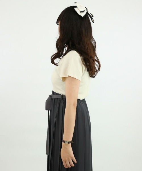 an another angelus（アンアナザーアンジェラス）の「配色ライン衿ニットポロ/ananotherangelus（ポロシャツ・レディース・ブラック/アイボリー/ライトピンク・FREE）」の21枚目の写真