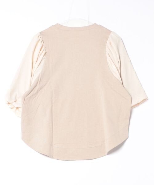 and it_(アンドイット)の「ボリュームスリーブ布帛切替プルオーバー(Tシャツ/カットソー・レディース・ブラック/オフホワイト/グレイッシュベージュ・M)」の7枚目の写真