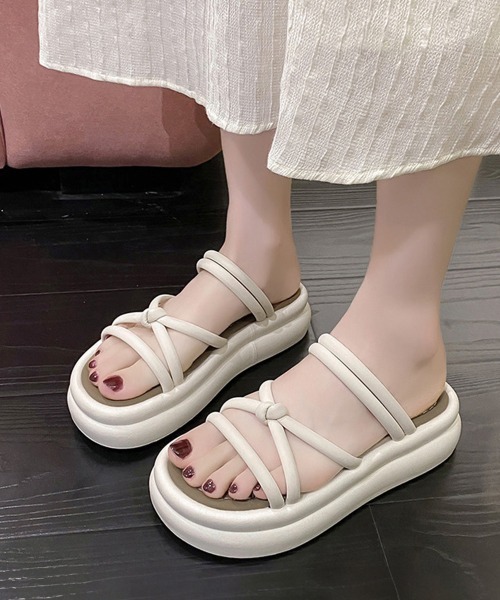 Miniministore（ミニミニストア）の「厚底サンダル ミュールサンダル 美脚夏靴（サンダル・レディース・ブラック/オフホワイト・22.5cm/23.0cm/23.5cm/24.0cm/24.5cm/25.0cm）」の9枚目の写真