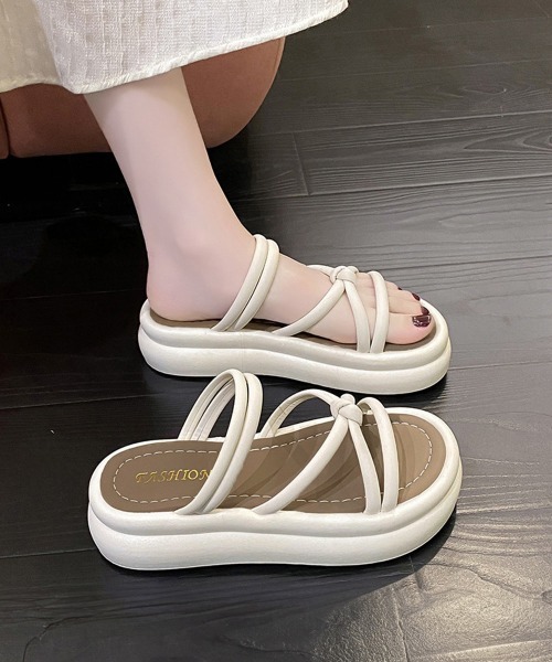 Miniministore（ミニミニストア）の「厚底サンダル ミュールサンダル 美脚夏靴（サンダル・レディース・ブラック/オフホワイト・22.5cm/23.0cm/23.5cm/24.0cm/24.5cm/25.0cm）」の10枚目の写真