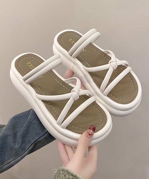 Miniministore（ミニミニストア）の「厚底サンダル ミュールサンダル 美脚夏靴（サンダル・レディース・ブラック/オフホワイト・22.5cm/23.0cm/23.5cm/24.0cm/24.5cm/25.0cm）」の16枚目の写真