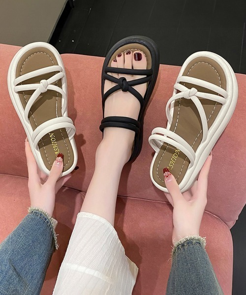 Miniministore（ミニミニストア）の「厚底サンダル ミュールサンダル 美脚夏靴（サンダル・レディース・ブラック/オフホワイト・22.5cm/23.0cm/23.5cm/24.0cm/24.5cm/25.0cm）」の17枚目の写真