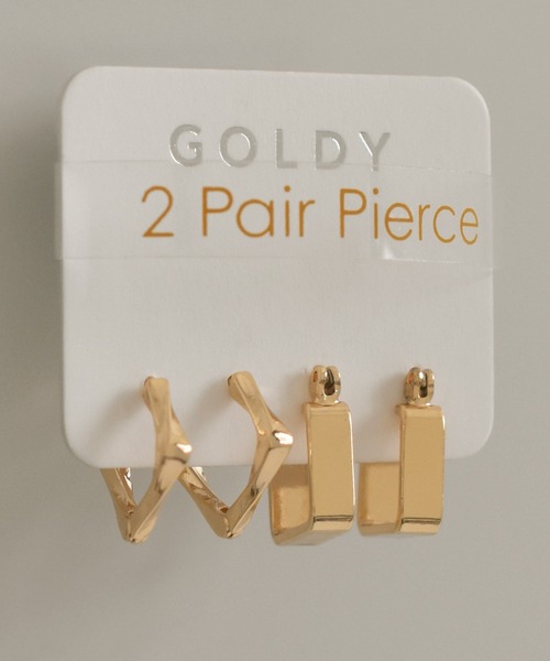 GOLDY(ゴールディ)の「ロンバス & スクエア ライン 2ペア ピアス(ピアス(両耳用)・レディース・ゴールド/シルバー系その他/シルバー・FREE)」の3枚目の写真