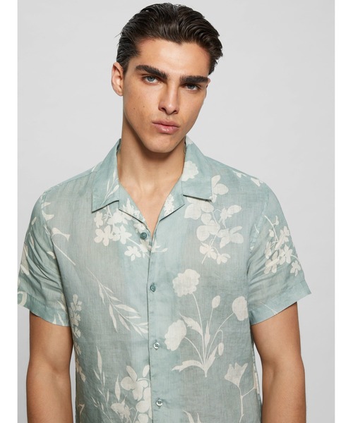 Guess（ゲス）の「ECO Island Linen Shirt 半袖 シャツ メンズ（シャツ/ブラウス・メンズ・ベビーピンク/グリーン・LARGE/X-LARGE/MEDIUM）」の8枚目の写真