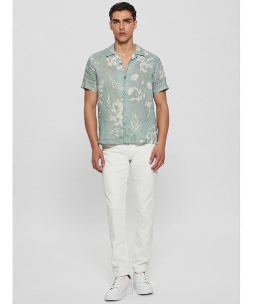 Guess（ゲス）の「ECO Island Linen Shirt 半袖 シャツ メンズ（シャツ/ブラウス・メンズ・ベビーピンク/グリーン・LARGE/X-LARGE/MEDIUM）」の12枚目の写真