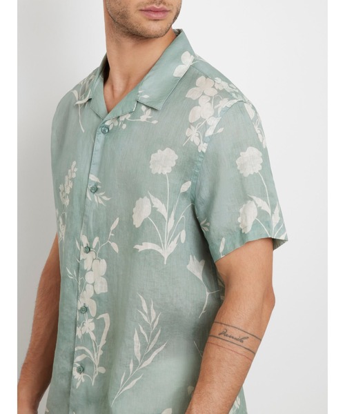 Guess（ゲス）の「ECO Island Linen Shirt 半袖 シャツ メンズ（シャツ/ブラウス・メンズ・ベビーピンク/グリーン・LARGE/X-LARGE/MEDIUM）」の13枚目の写真