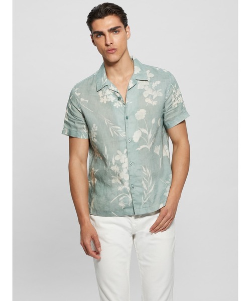 Guess（ゲス）の「ECO Island Linen Shirt 半袖 シャツ メンズ（シャツ/ブラウス・メンズ・ベビーピンク/グリーン・LARGE/X-LARGE/MEDIUM）」の14枚目の写真