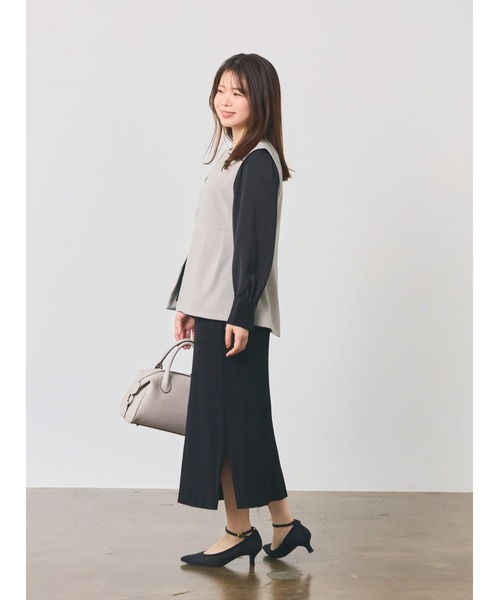 COHINA(コヒナ)の「パターンミックスリブIラインスカート【低身長・小柄女性】(スカート・レディース・ブラック/ベージュ/ネイビー・SHORT/REGULAR)」の16枚目の写真