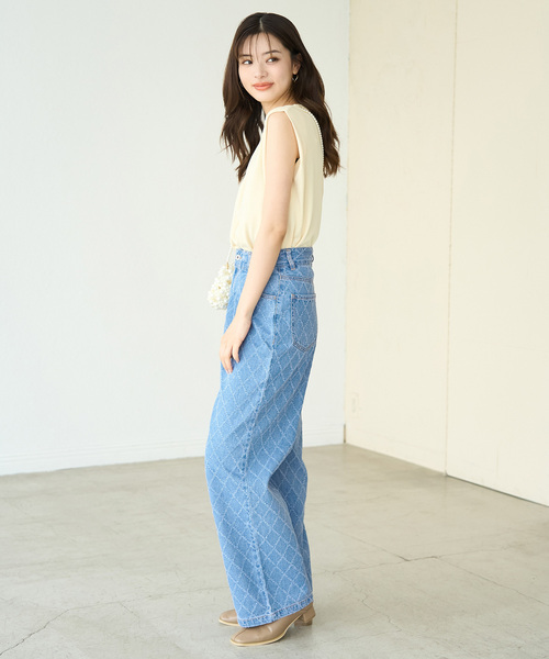 ROPE' PICNIC（ロペピクニック）の「柄デニムタックワイドパンツ（デニムパンツ・レディース・サックスブルー・38/36/40）」の3枚目の写真