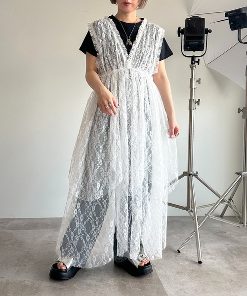 【Merlette】Millais Dress ワンピース 総レース アイボリー タイトシルエットで大人っぽい総レースワンピース 二次会 花柄