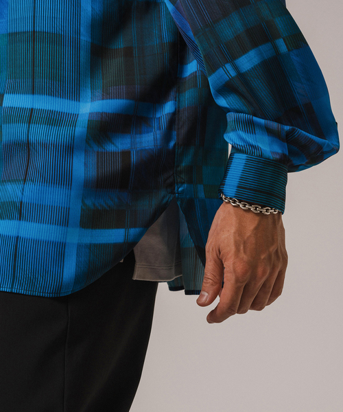 EDIFICE（エディフィス）の「DEVEAUX(デボー) パターン バンドカラープルオーバーシャツ（シャツ/ブラウス・メンズ・ブルー/ブラック/チャコールグレー・MEDIUM/SMALL/LARGE）」の6枚目の写真