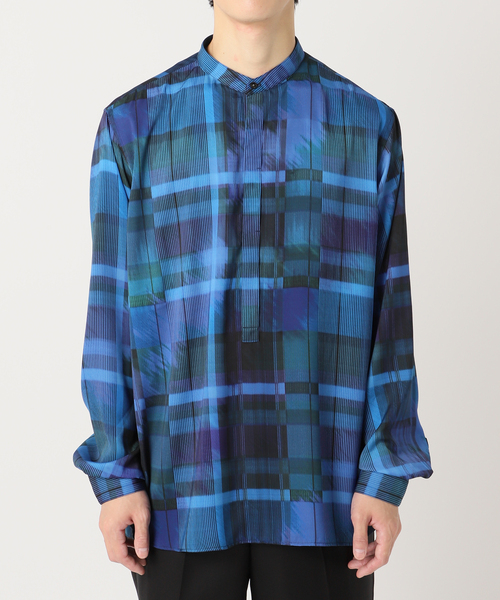 EDIFICE（エディフィス）の「DEVEAUX(デボー) パターン バンドカラープルオーバーシャツ（シャツ/ブラウス・メンズ・ブルー/ブラック/チャコールグレー・MEDIUM/SMALL/LARGE）」の7枚目の写真