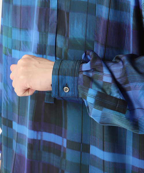 EDIFICE（エディフィス）の「DEVEAUX(デボー) パターン バンドカラープルオーバーシャツ（シャツ/ブラウス・メンズ・ブルー/ブラック/チャコールグレー・MEDIUM/SMALL/LARGE）」の13枚目の写真