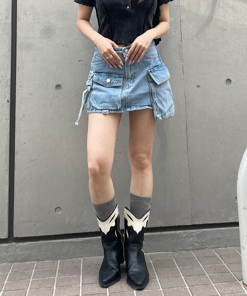 【関税込み】A.P.C. インディゴ Mary-Jane デニム ミニスカート フロントジップデニムミニスカート インディゴブルー