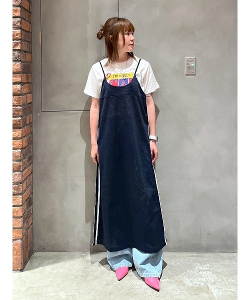 RODEO CROWNS WIDE BOWL（ロデオクラウンズワイドボウル）の「メッシュ切り替えラインキャミワンピース（ワンピース・レディース・ネイビー/アイボリー/マジェンタ・FREE）」の3枚目の写真