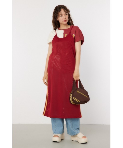 RODEO CROWNS WIDE BOWL（ロデオクラウンズワイドボウル）の「メッシュ切り替えラインキャミワンピース（ワンピース・レディース・ネイビー/アイボリー/マジェンタ・FREE）」の4枚目の写真