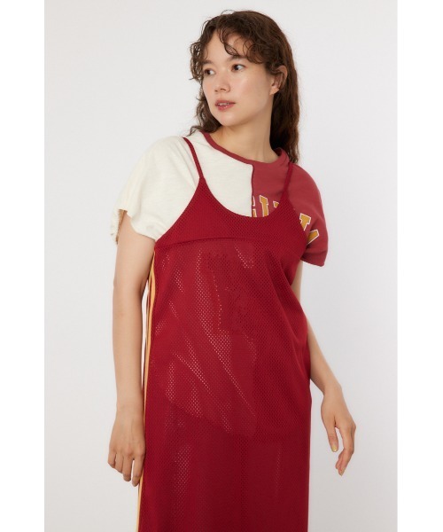 RODEO CROWNS WIDE BOWL（ロデオクラウンズワイドボウル）の「メッシュ切り替えラインキャミワンピース（ワンピース・レディース・ネイビー/アイボリー/マジェンタ・FREE）」の7枚目の写真