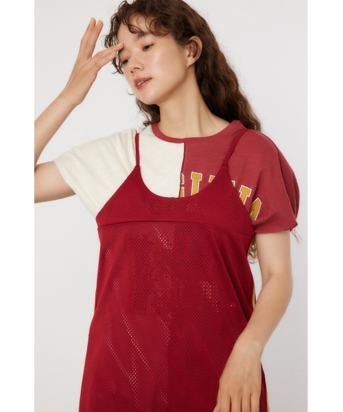 RODEO CROWNS WIDE BOWL（ロデオクラウンズワイドボウル）の「メッシュ切り替えラインキャミワンピース（ワンピース・レディース・ネイビー/アイボリー/マジェンタ・FREE）」の8枚目の写真