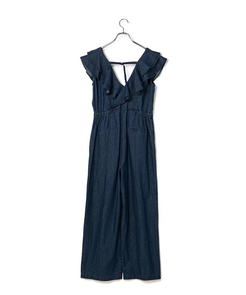 VIS（ビス）の「【洗える】フリル付きデニムオールインワン（つなぎ/オールインワン・レディース・ブラック/ブルー系その他4・M/S）」の16枚目の写真